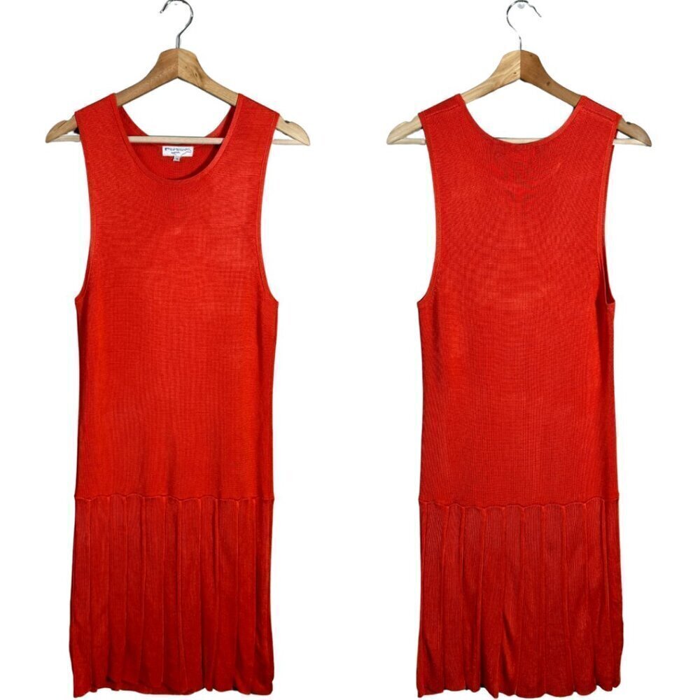 Opening Ceremony Knit Pleated Mini Dress Womens Small Orange Cocktail Party Chic